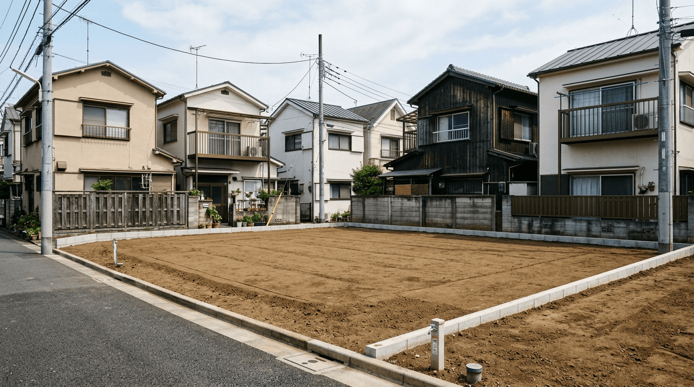 整地・土入れ出し作業完了後のきれいに整った敷地